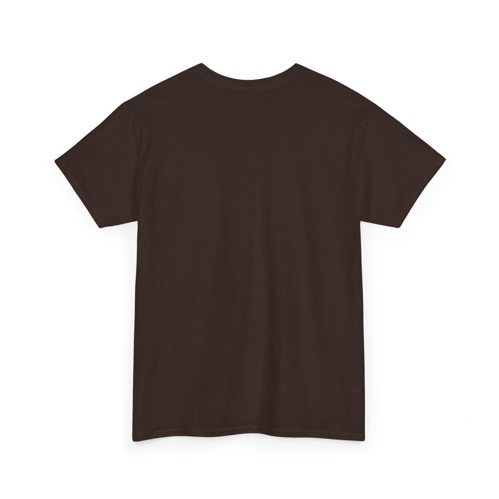 Dark brown short-sleeve T-shirt with crew neck, no visible front print