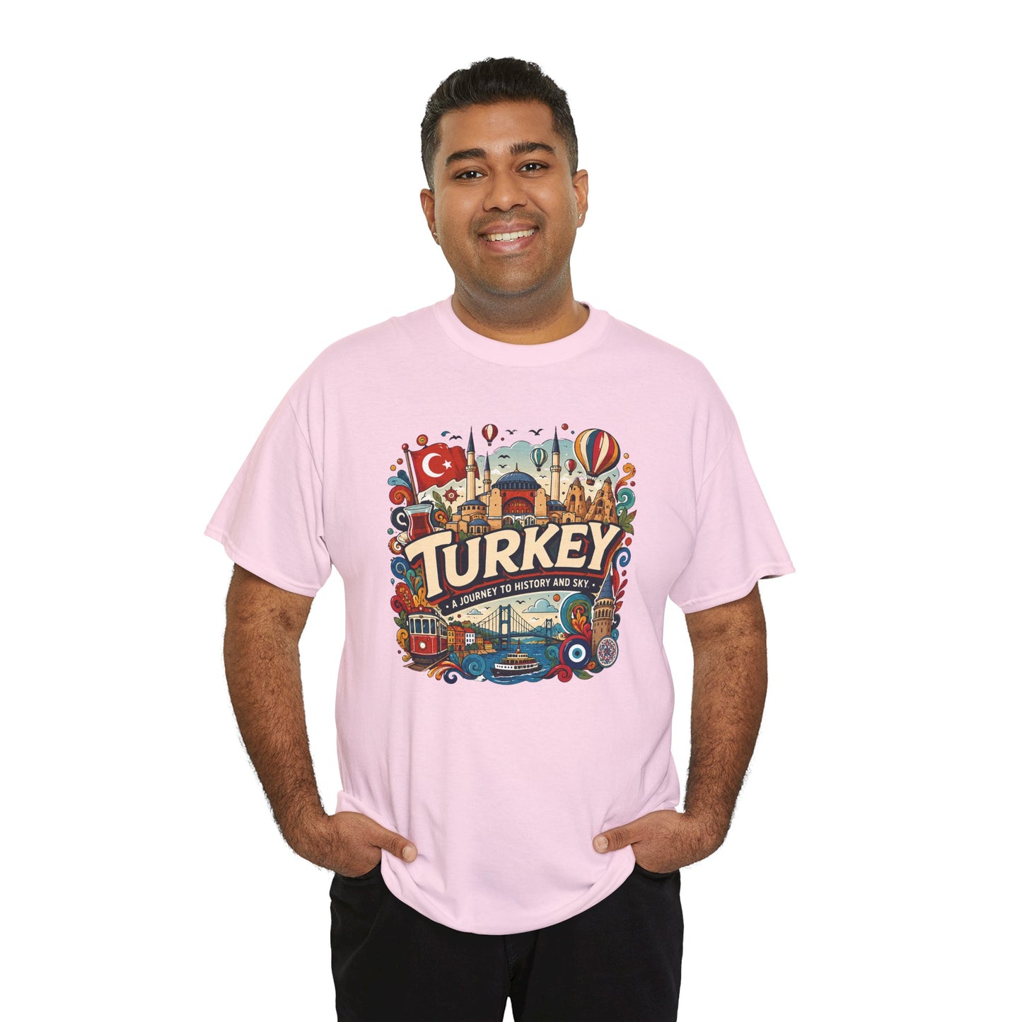 Light pink graphic tee with Turkey-themed front artwork