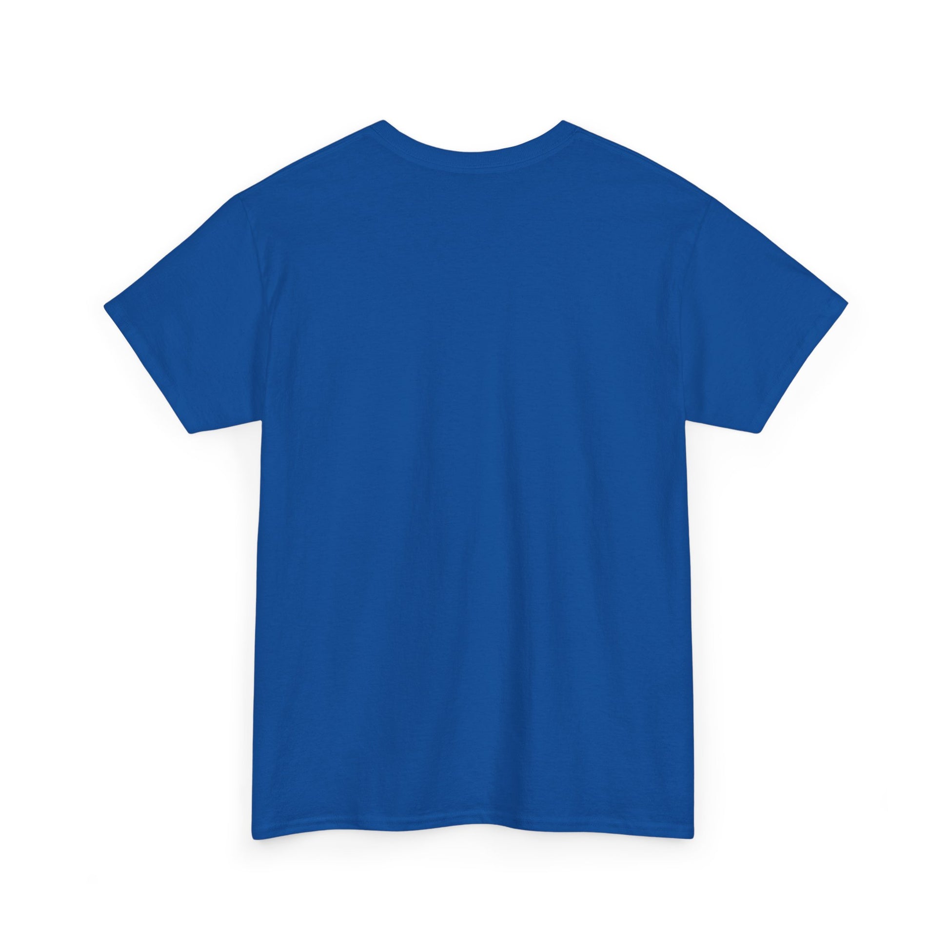 Royal blue crew-neck T-shirt, plain front