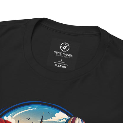 Charcoal/black Istanbul travel T-shirt with round neck and small chest logo print