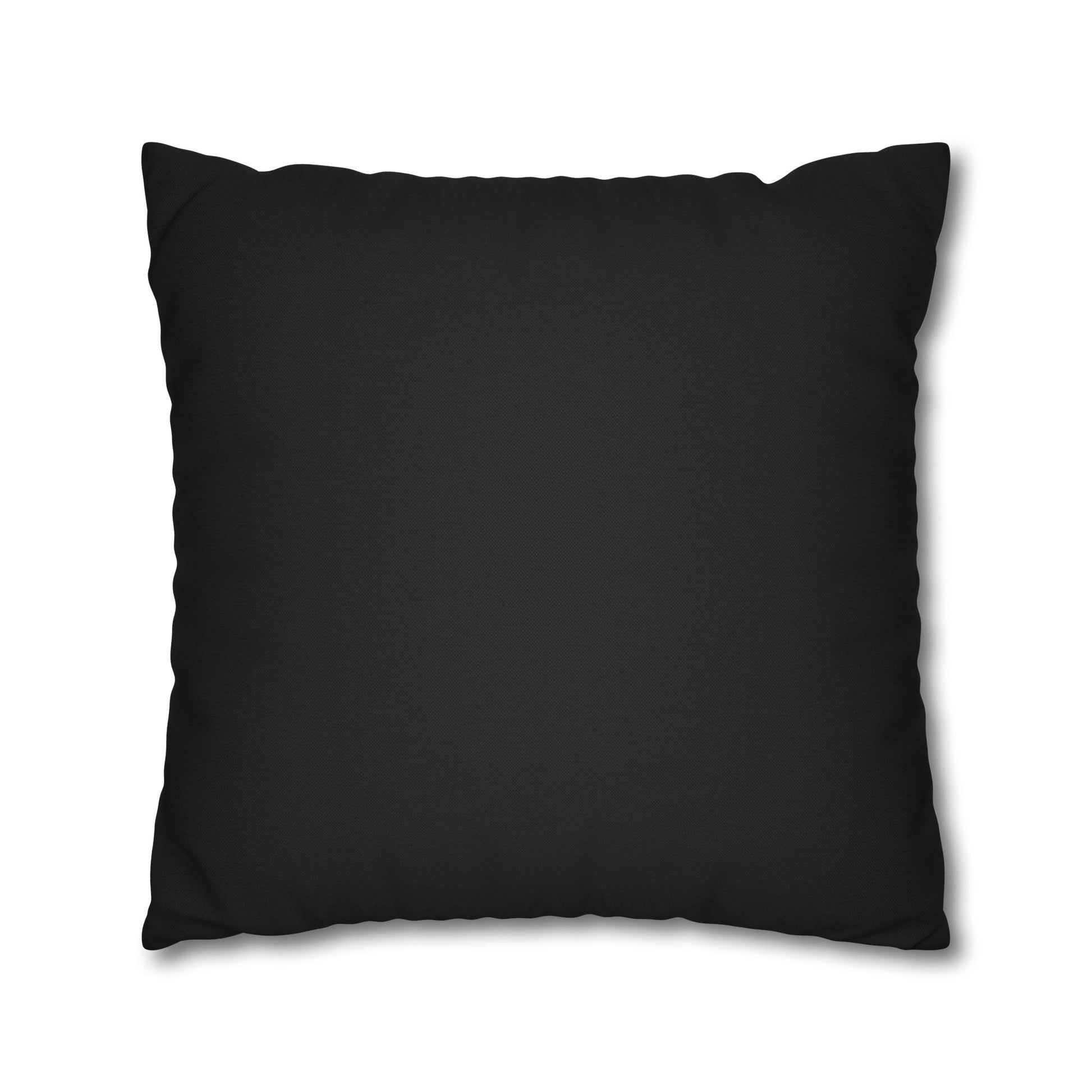 Decorative black pillow cover with smooth front and square corners