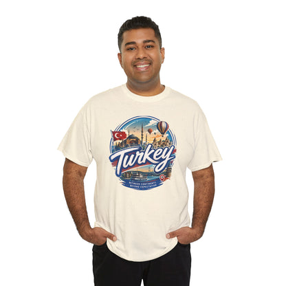 Natural/cream Istanbul travel T-shirt with “Turkey” graphic on the chest