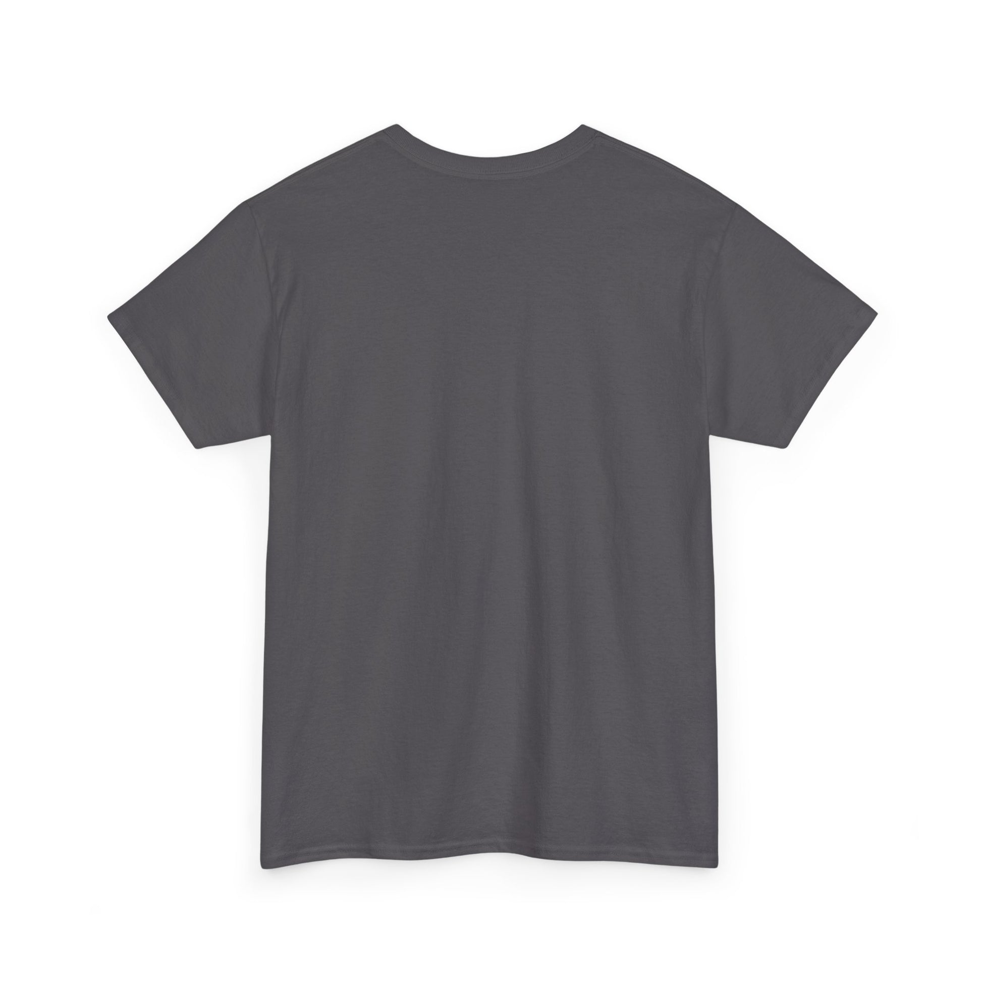 Charcoal gray crew-neck T-shirt with short sleeves, plain front
