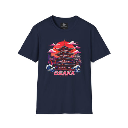 Navy T-shirt with Osaka graphic print on the front.