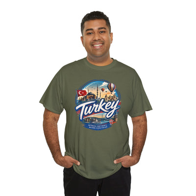Forest green Istanbul travel T-shirt with 'Turkey' front graphic