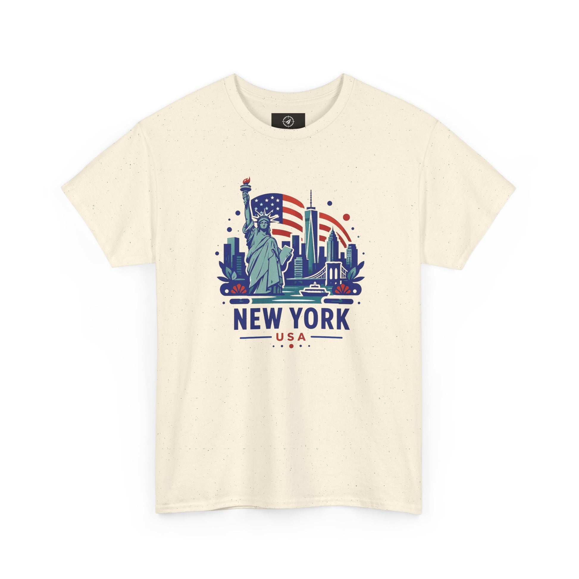 Natural T-shirt with Statue of Liberty and New York USA graphic on front