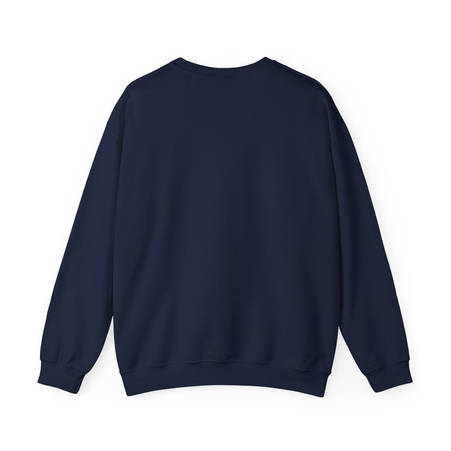 Navy crewneck sweatshirt back view, plain