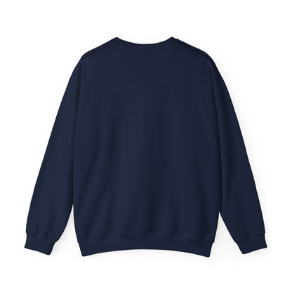 Navy crewneck sweatshirt back view, plain