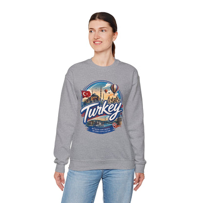 Sport grey crewneck sweatshirt with “Turkey” graphic on the chest, long sleeves