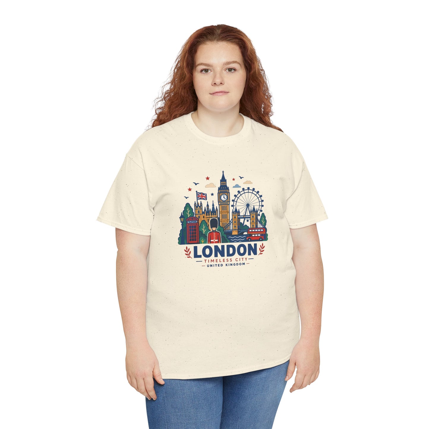 Natural London skyline T-shirt with colorful city graphic on front
