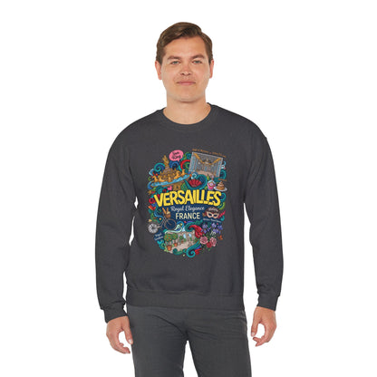 Charcoal crewneck sweatshirt with colorful France graphic print on the front
