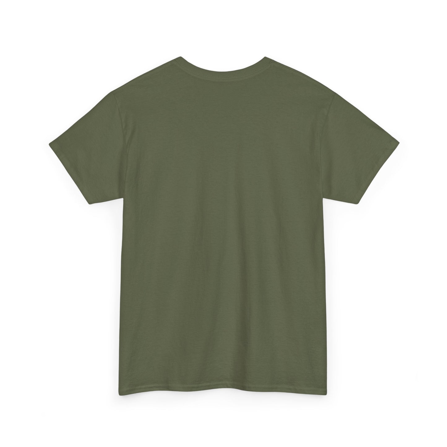 Forest green crewneck T-shirt, short sleeves, plain front.