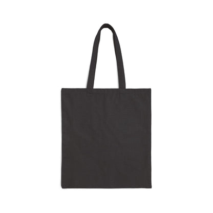 Black canvas tote bag with two top handles, plain front