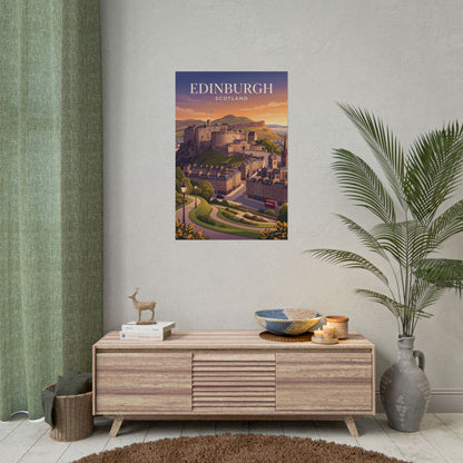 Rolled city poster: Edinburgh Scotland skyline with castle and waterfront