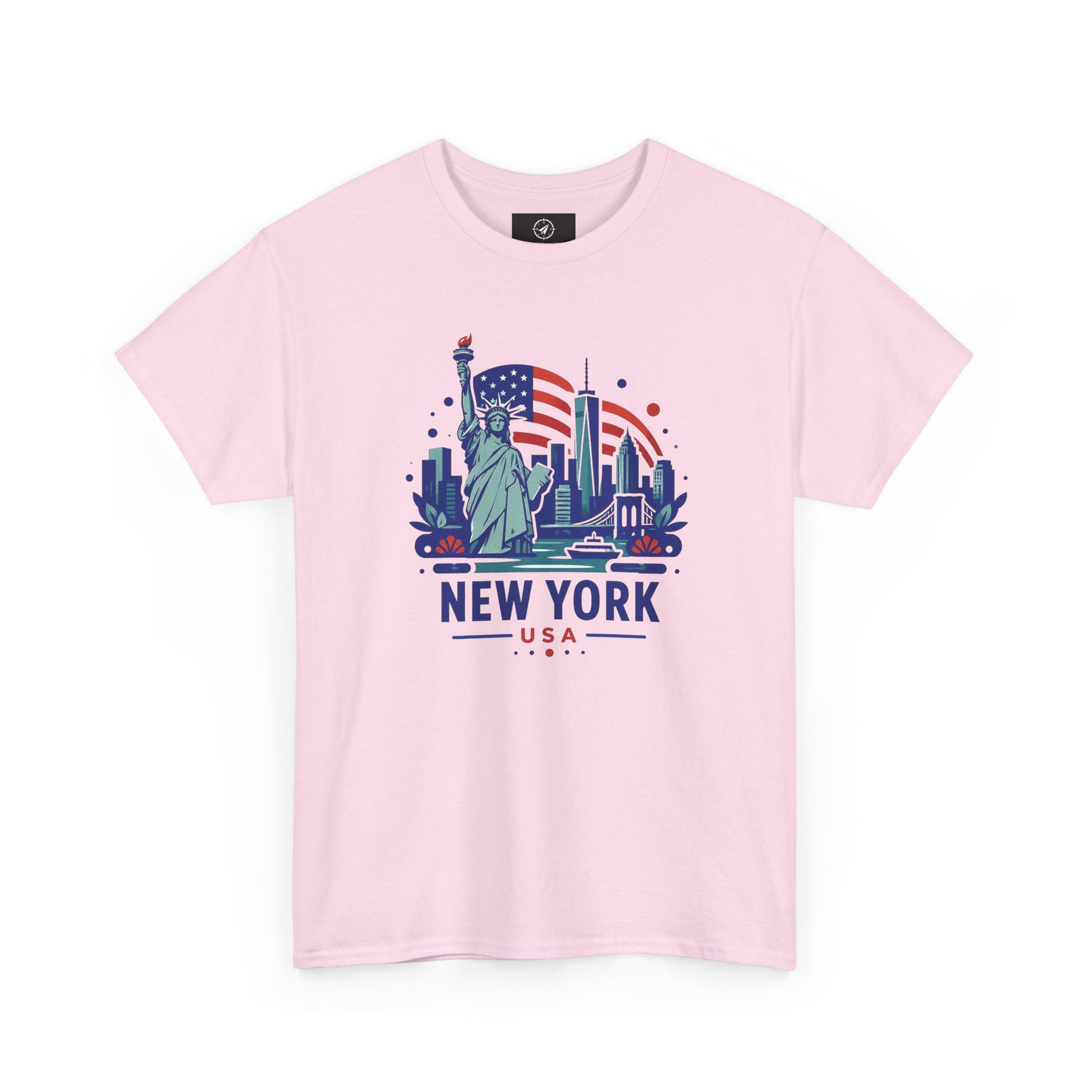 Light pink T-shirt with Statue of Liberty and New York USA graphic on front