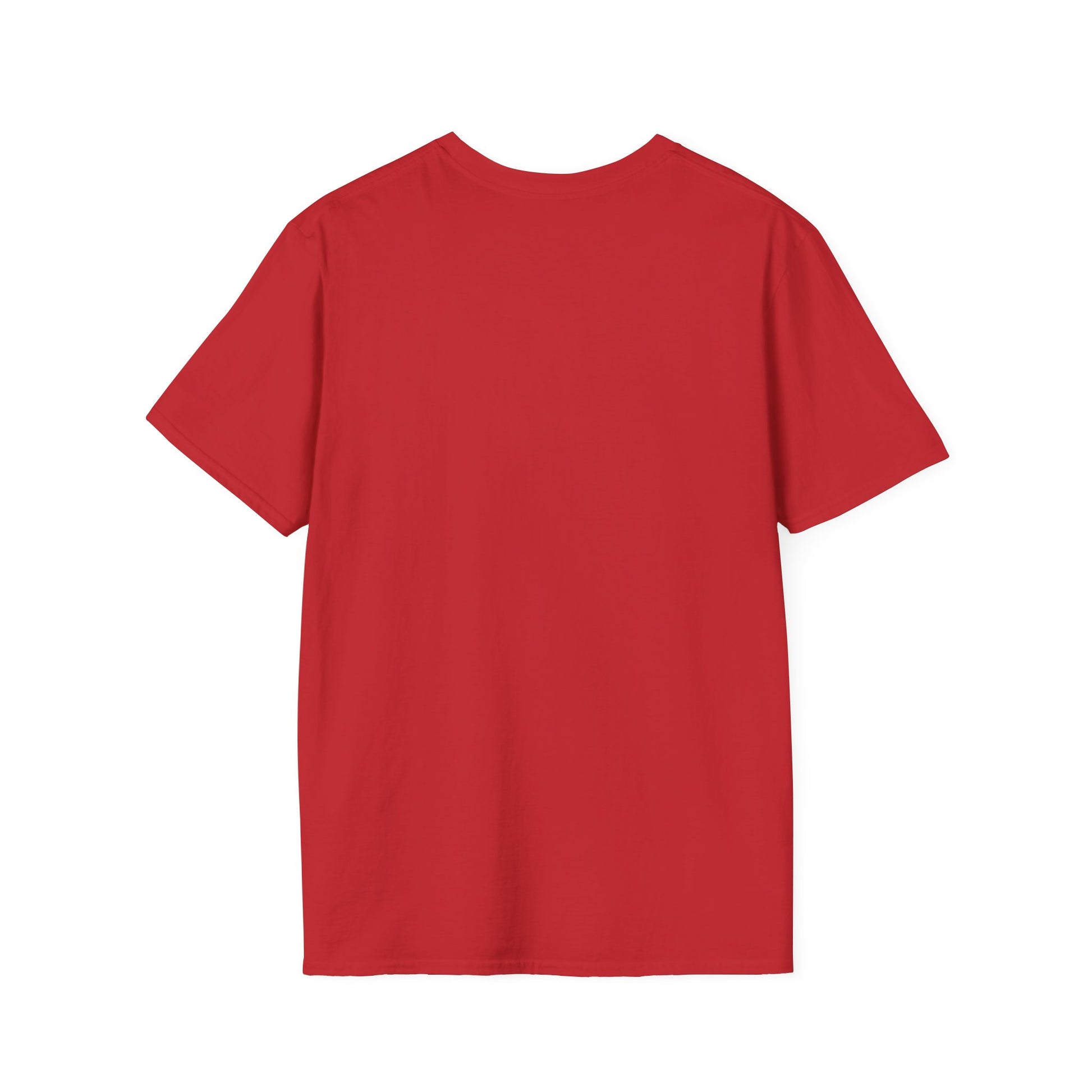 Red T-shirt shown from the back, plain with no visible print.