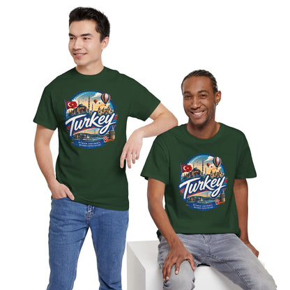Dark green Turkey graphic T-shirt with colorful front print