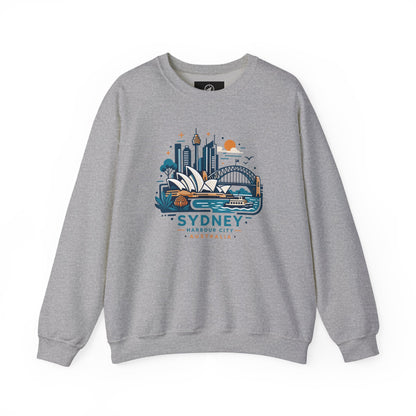 Sport gray crewneck sweatshirt with Sydney Harbor City graphic on the front