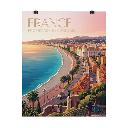 Rolled France coastal promenade poster showing beach road and promenade