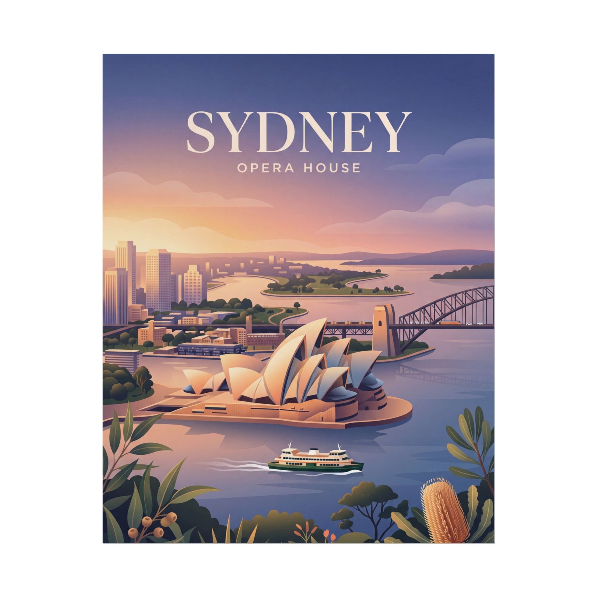 Sydney Opera House rolled poster featuring opera house architecture, skyline, and SYDNEY title