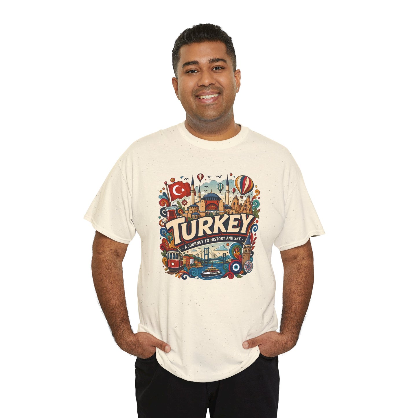 Natural Istanbul graphic tee with colorful Turkey emblem print on the chest