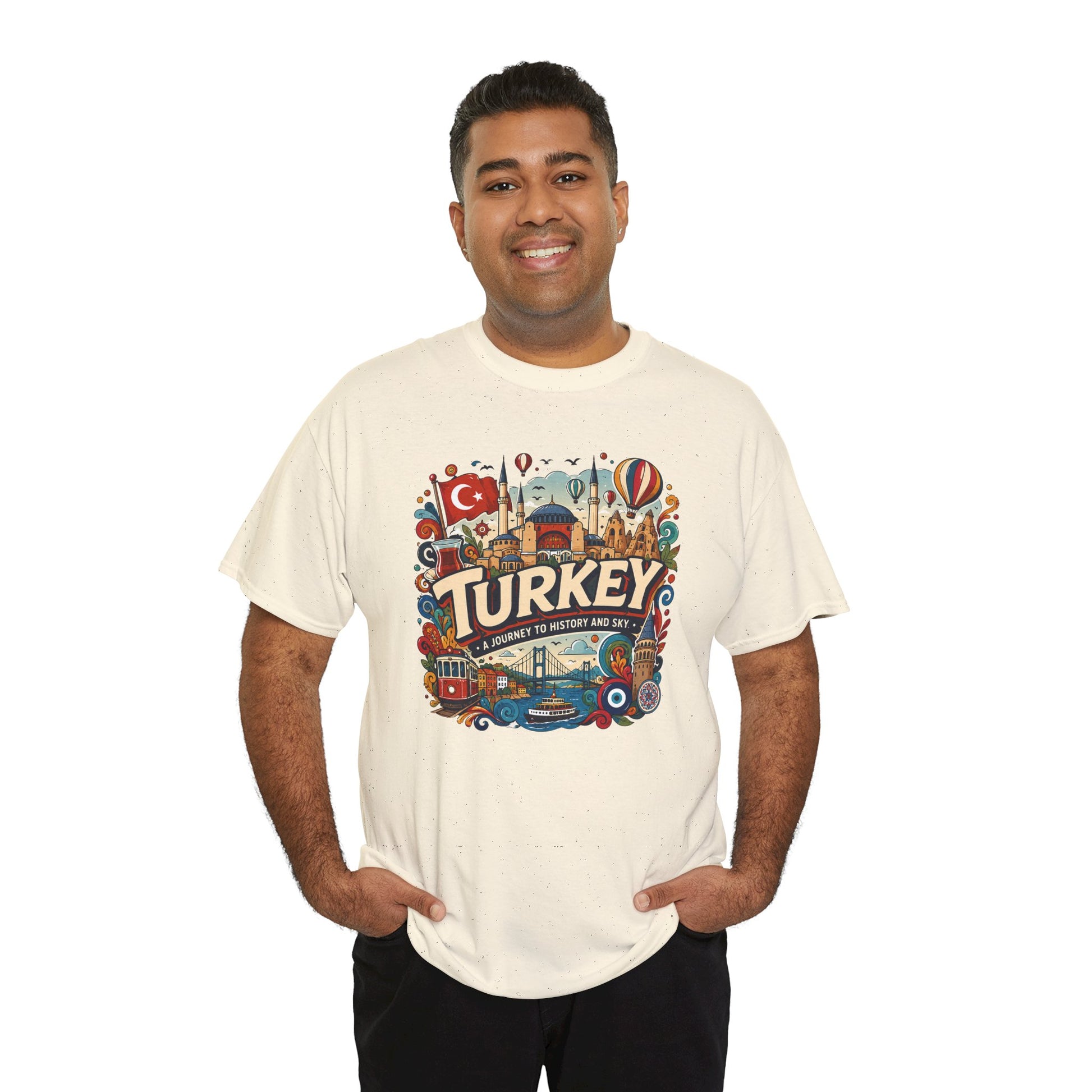Natural Istanbul graphic tee with colorful Turkey emblem print on the chest