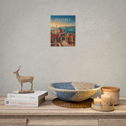 Small Istanbul Hagia Sophia travel poster on textured wall