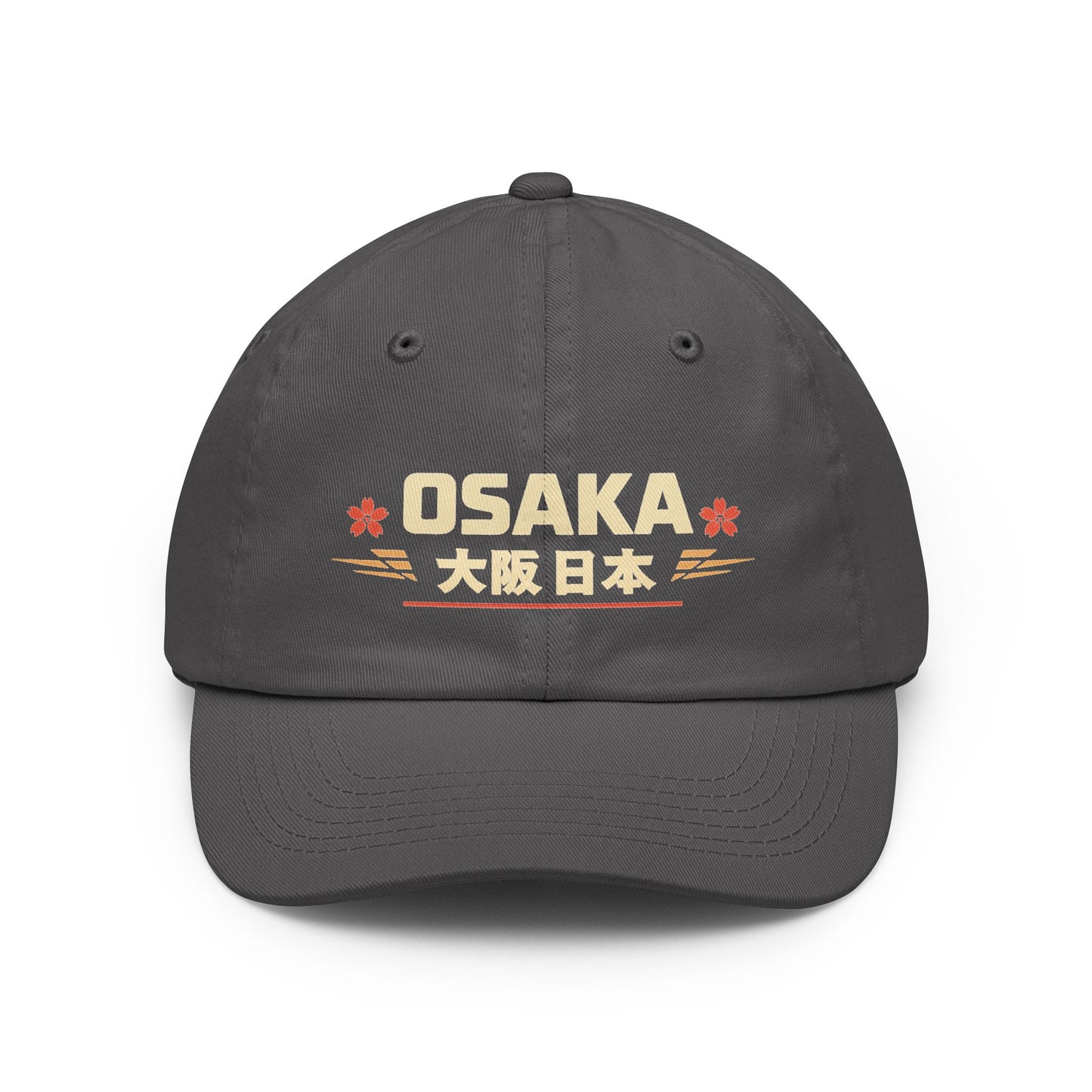 Charcoal vintage dad hat with embroidered Osaka front logo and curved brim