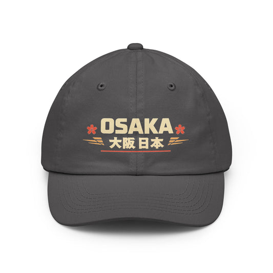 Charcoal vintage dad hat with embroidered Osaka front logo and curved brim