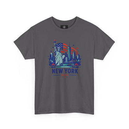 Charcoal T-shirt with Statue of Liberty graphic and “NEW YORK USA” text