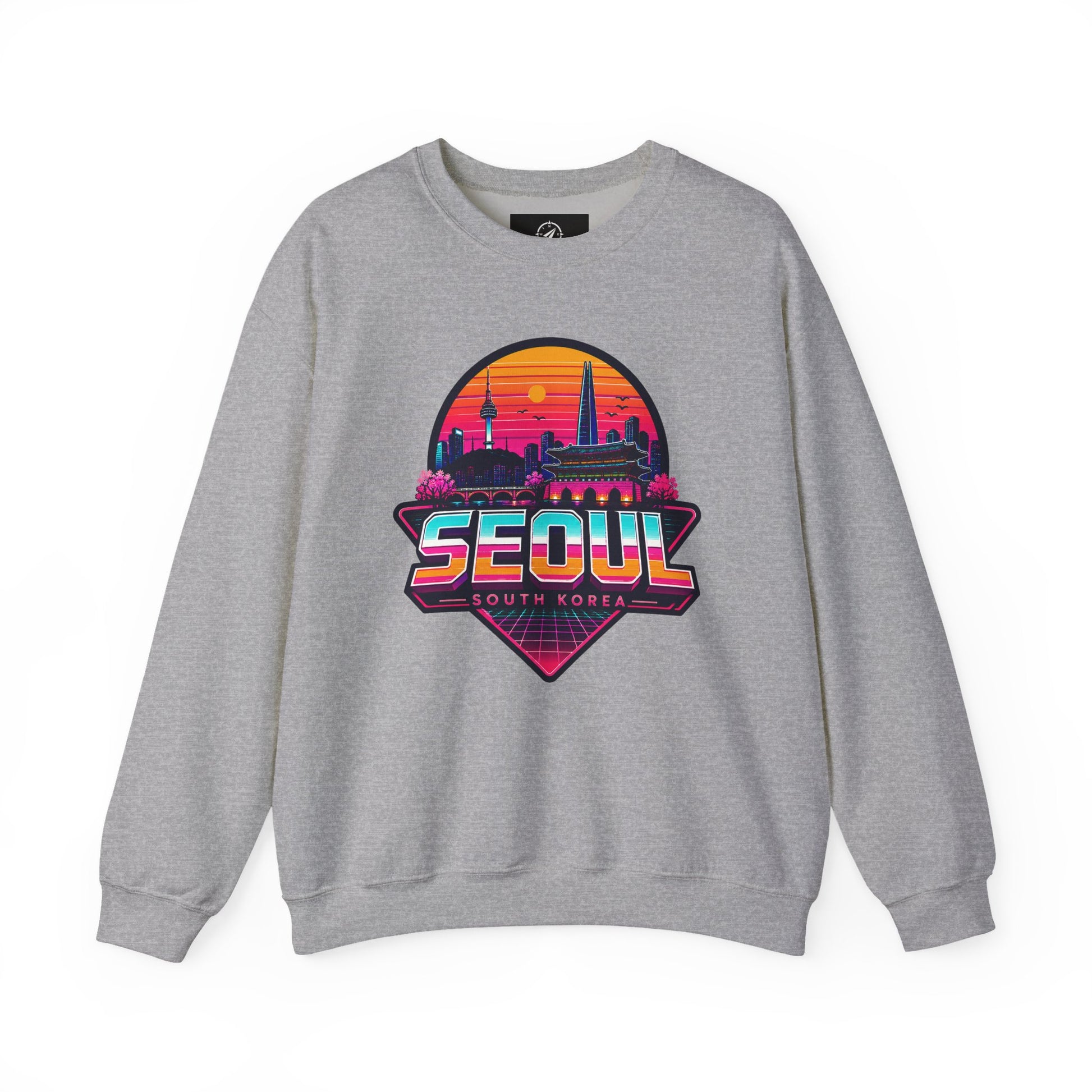 Sport grey crewneck sweatshirt with Seoul city graphic on the chest
