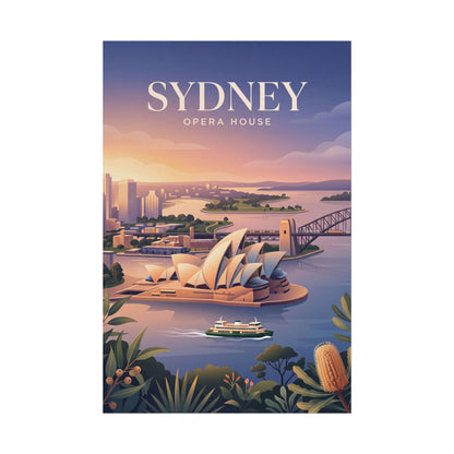 Sydney Opera House rolled poster, skyline scene with opera sails, sea and sky