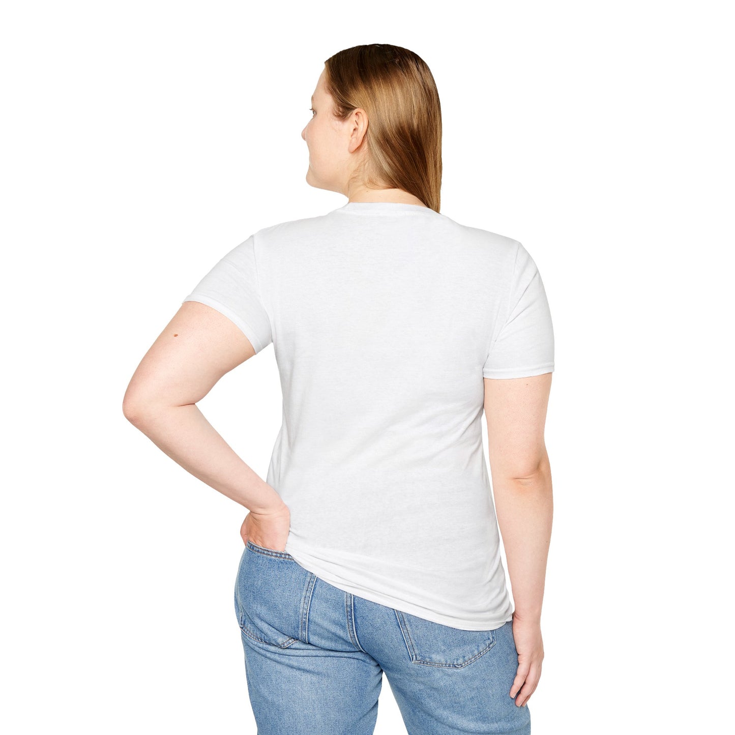 White T-shirt shown from the back, plain with no visible print.