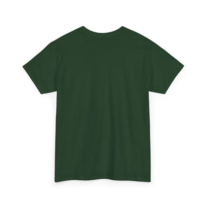Dark green crew-neck T-shirt, short sleeves, plain front