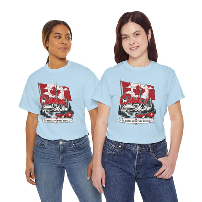 Light blue crewneck t-shirt with Canada graphic print on the chest