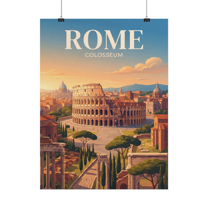 Hanging Rome Colosseum paper poster featuring amphitheater and distant hills