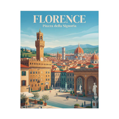 Florence rolled poster: full artwork of Florence with “Florence” and “Piazza della Signoria”.