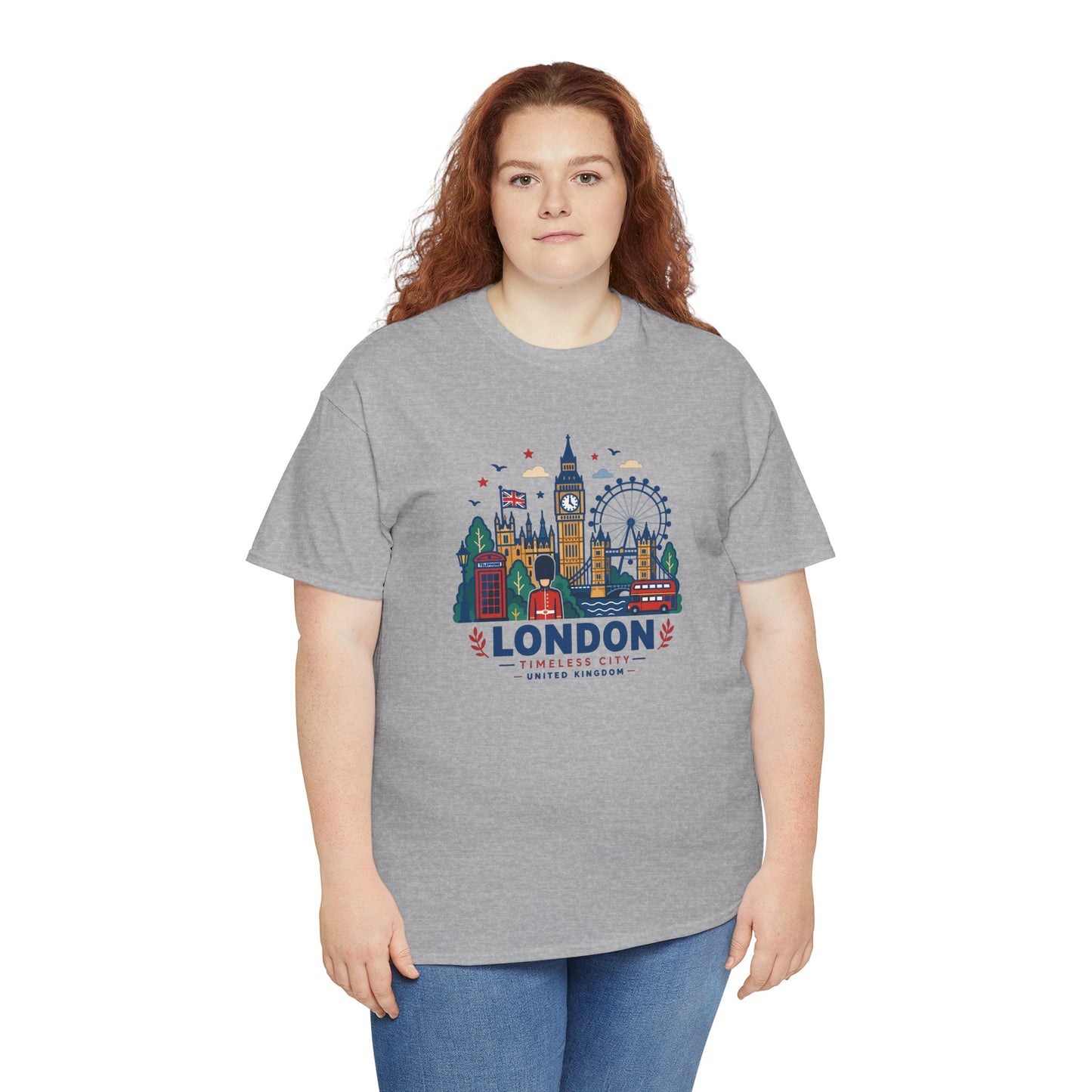 Sport grey London skyline graphic T-shirt, crew neck, short sleeves