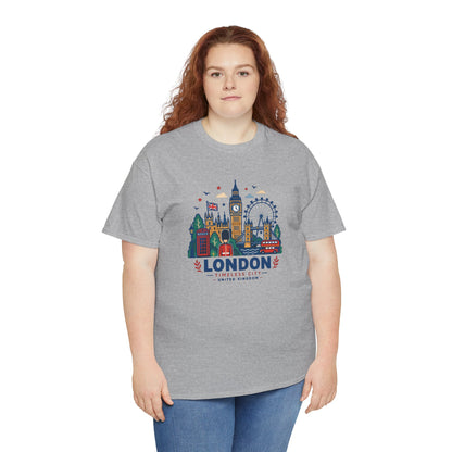 Sport grey London skyline graphic T-shirt, crew neck, short sleeves