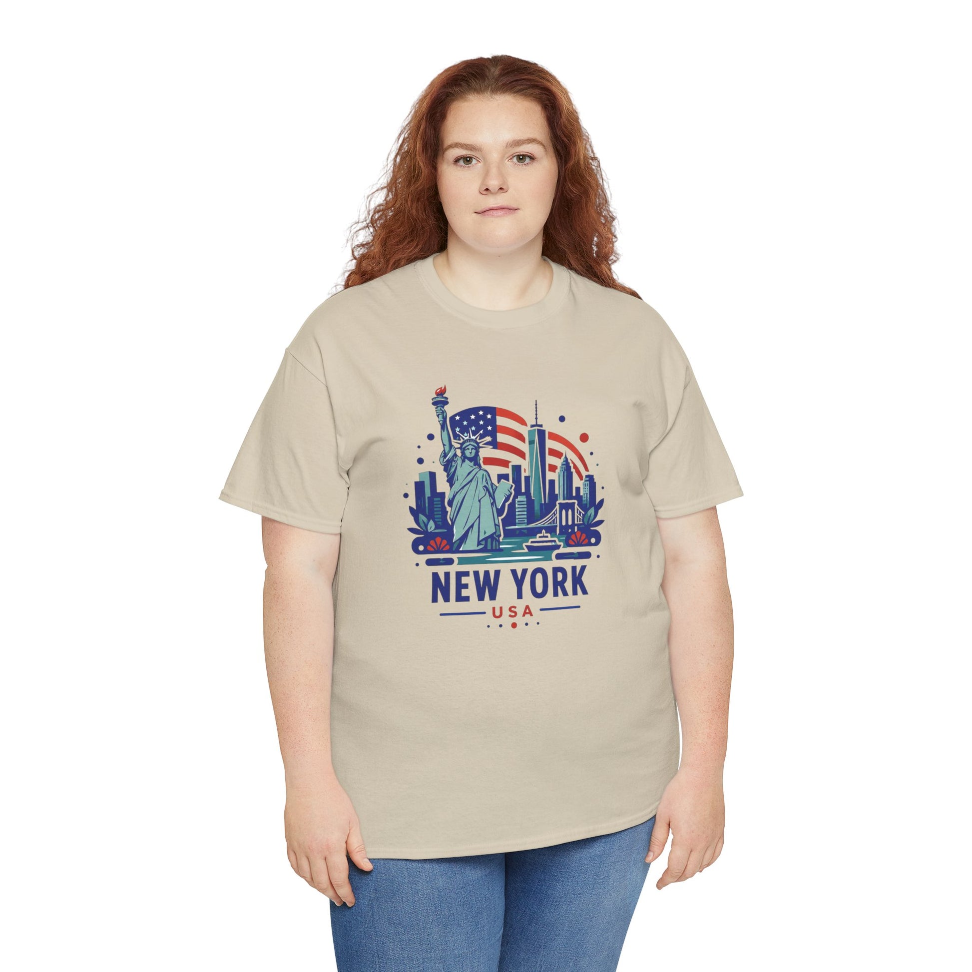 Natural T-shirt with New York Statue of Liberty graphic on front