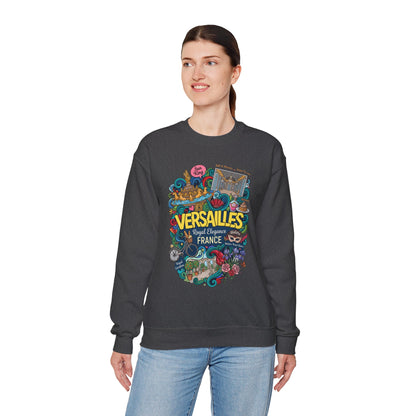 Dark gray crewneck sweatshirt with colorful France graphic print on the front