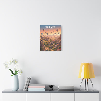 Turkey Cappadocia canvas wall art with hot air balloons and 'TURKEY' title