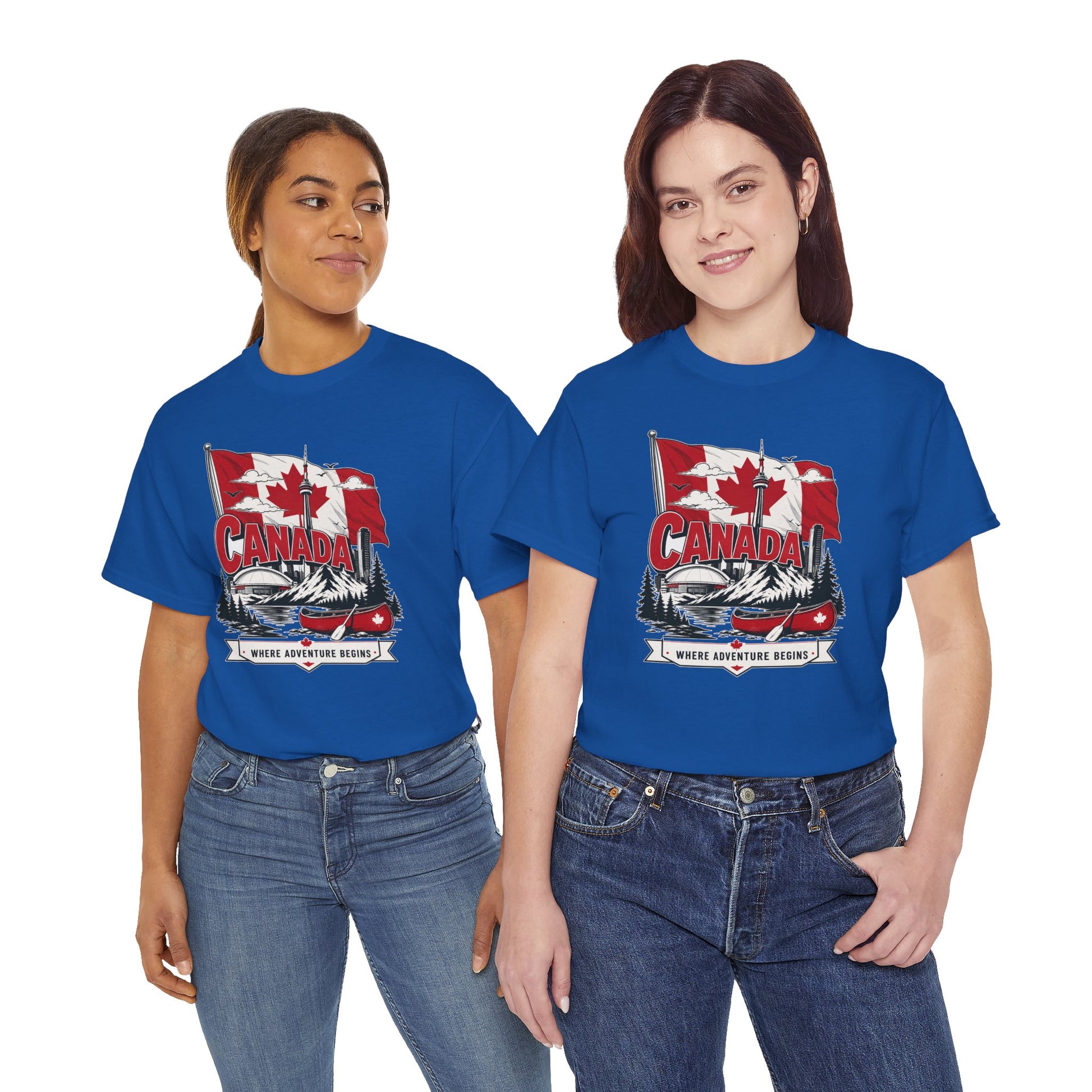 Blue short-sleeve crewneck T-shirt with Canada graphic on chest