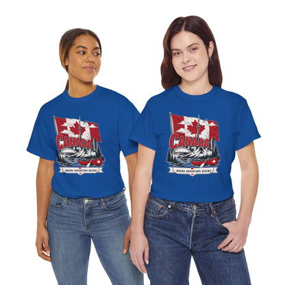 Blue short-sleeve crewneck T-shirt with Canada graphic on chest