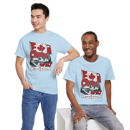 Light blue crewneck t-shirt featuring a Canada graphic print at center chest