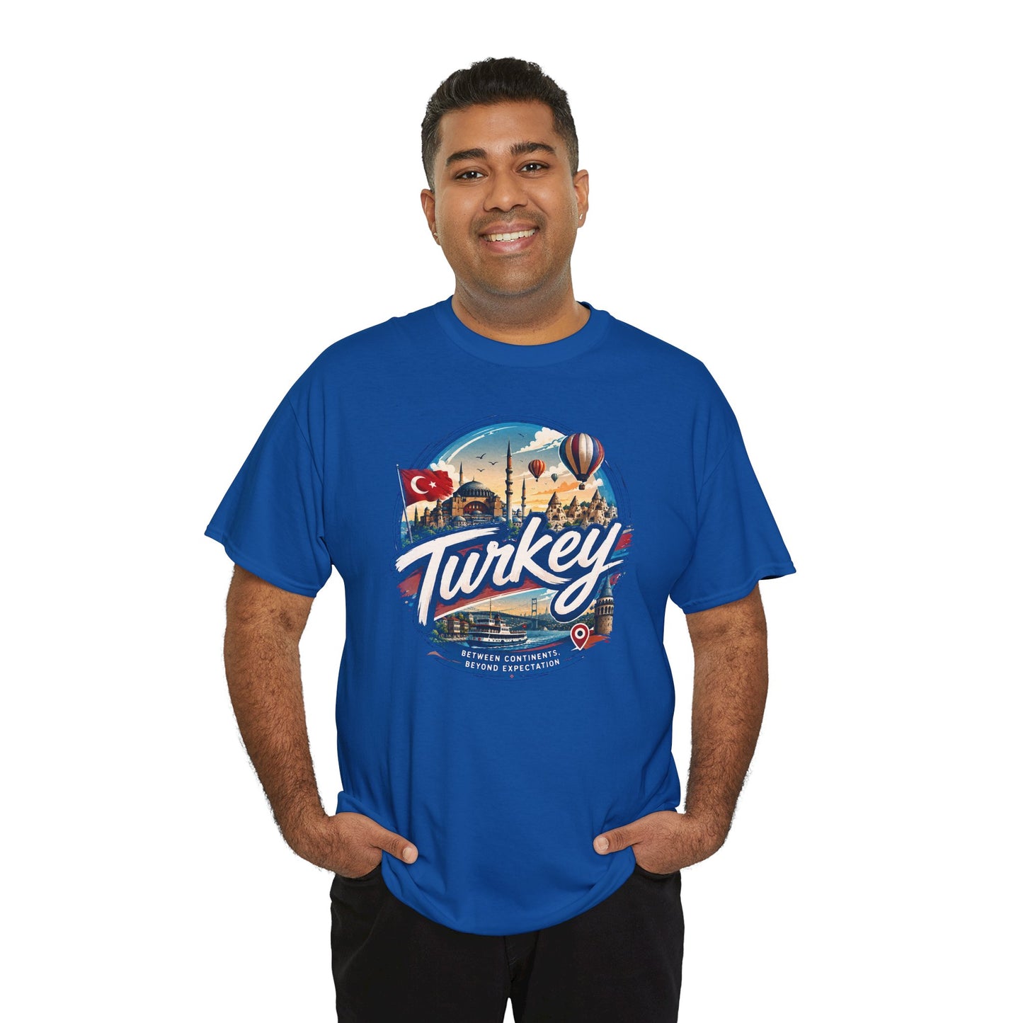 Royal blue Istanbul travel T-shirt with 'Turkey' front graphic