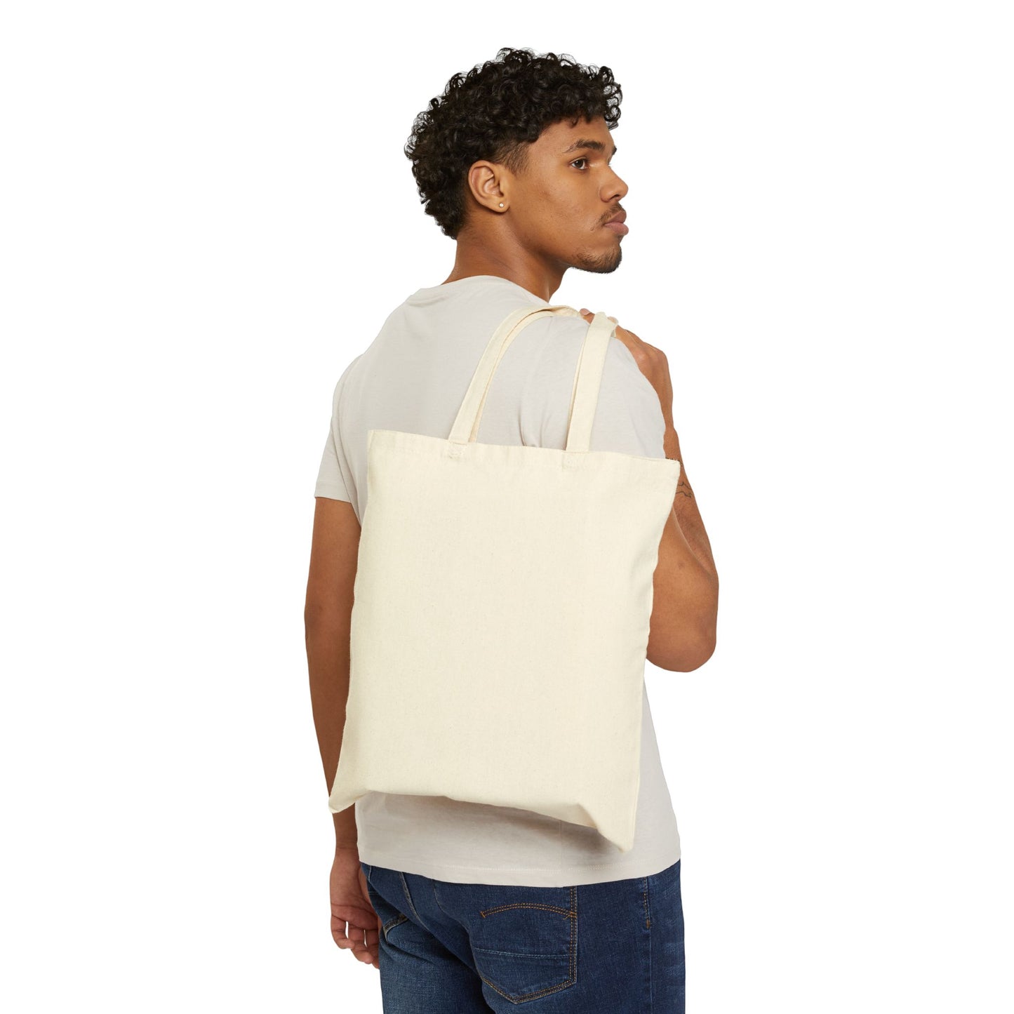 Natural cotton tote bag with wide handles and roomy open top