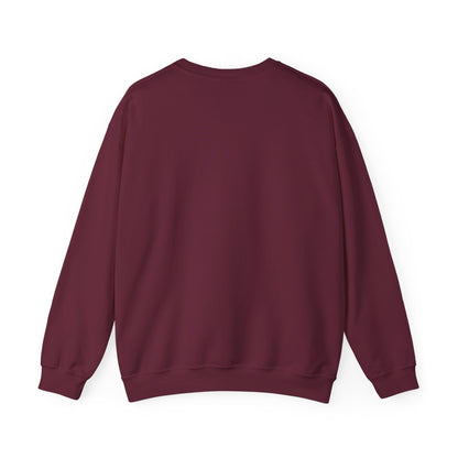 Maroon sweatshirt back view, crewneck pullover with plain design