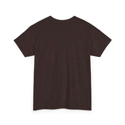 Dark brown travel T-shirt with crew neck, short sleeves, and no visible front print