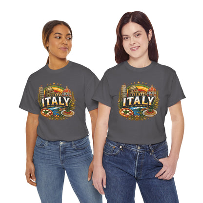 Charcoal gray T-shirt with vintage Italy graphic on front